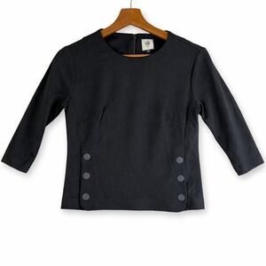 Cabi Women's Shirt XS‎ Osaka Nights Chef's Top Black Utility Style with Snaps